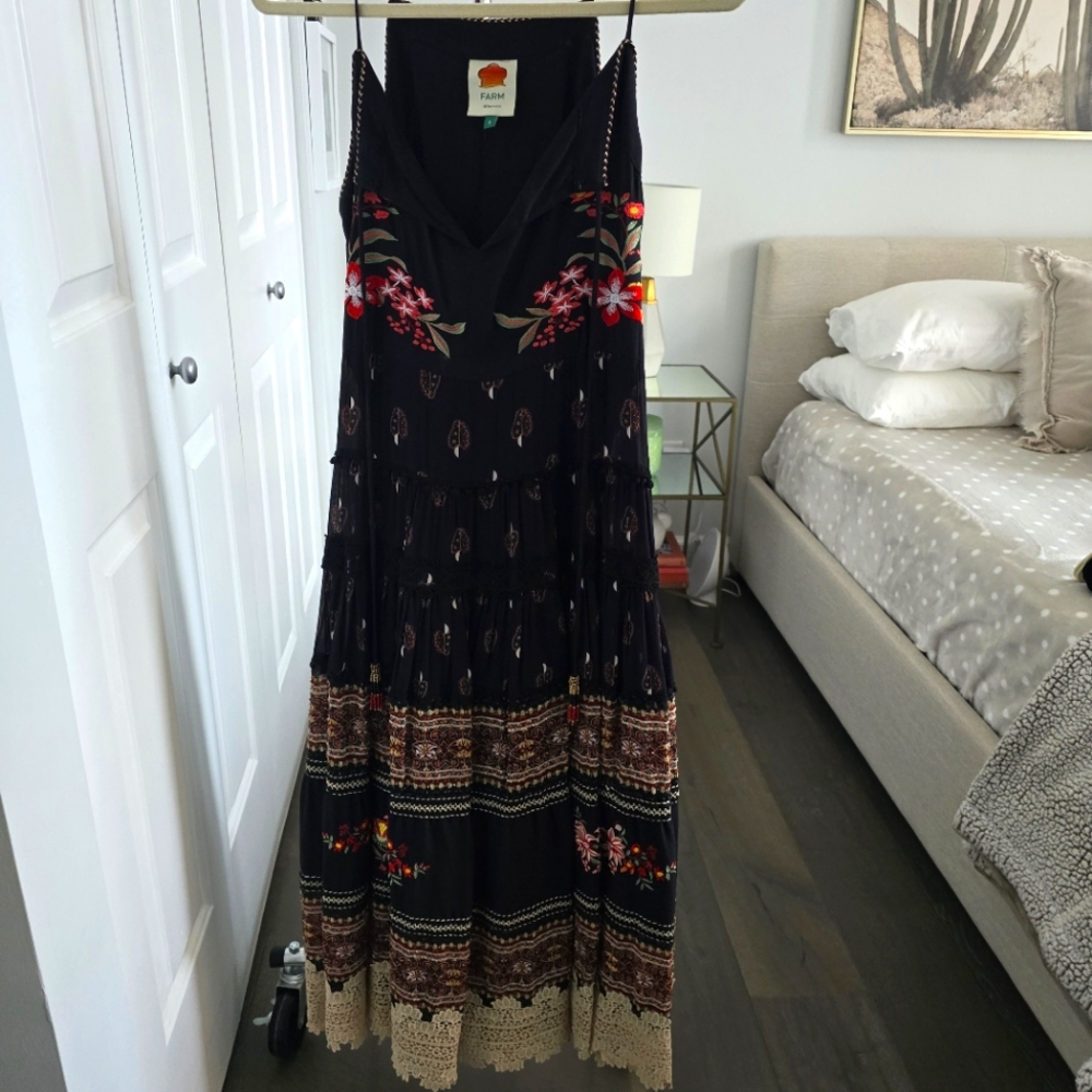 Farm Rio Winter Magic Maxi Dress, Size Small